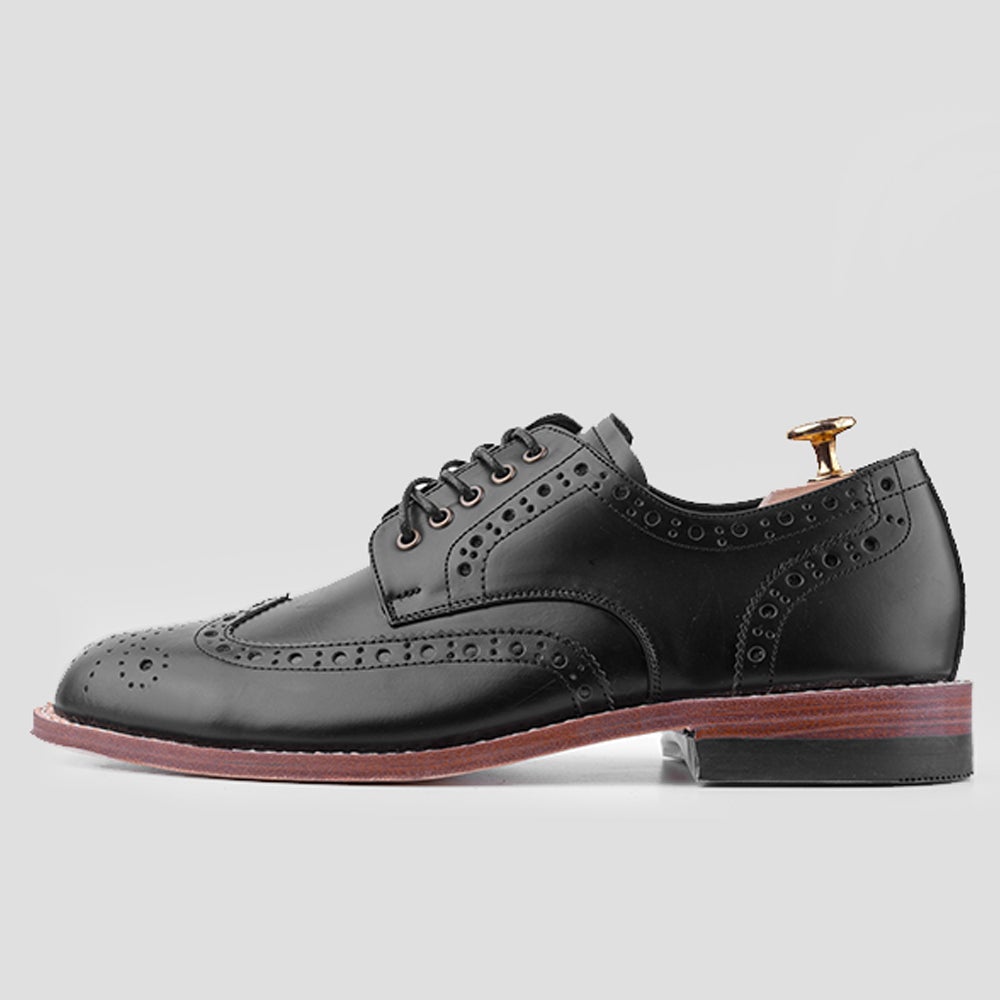 White & Black Box Calf Derby Wingtip – Pin & Stripe