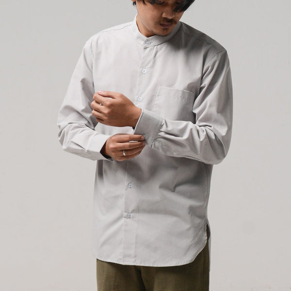 Grey grandad collar sales shirt