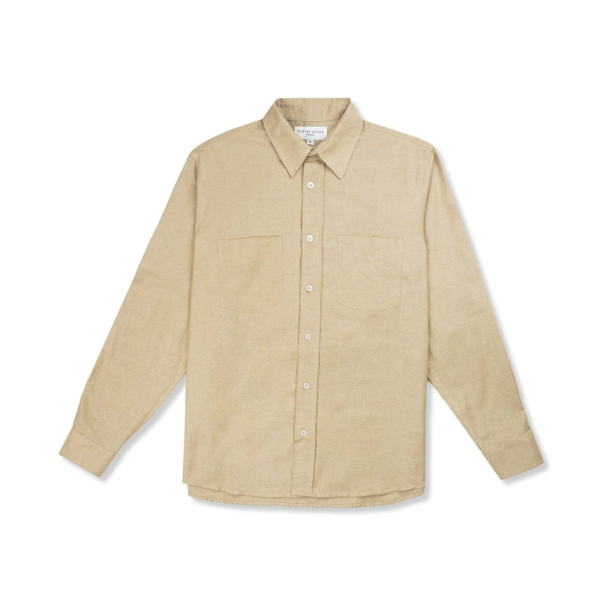 Linen Chest Patch Shirt Khaki - Porteegoods