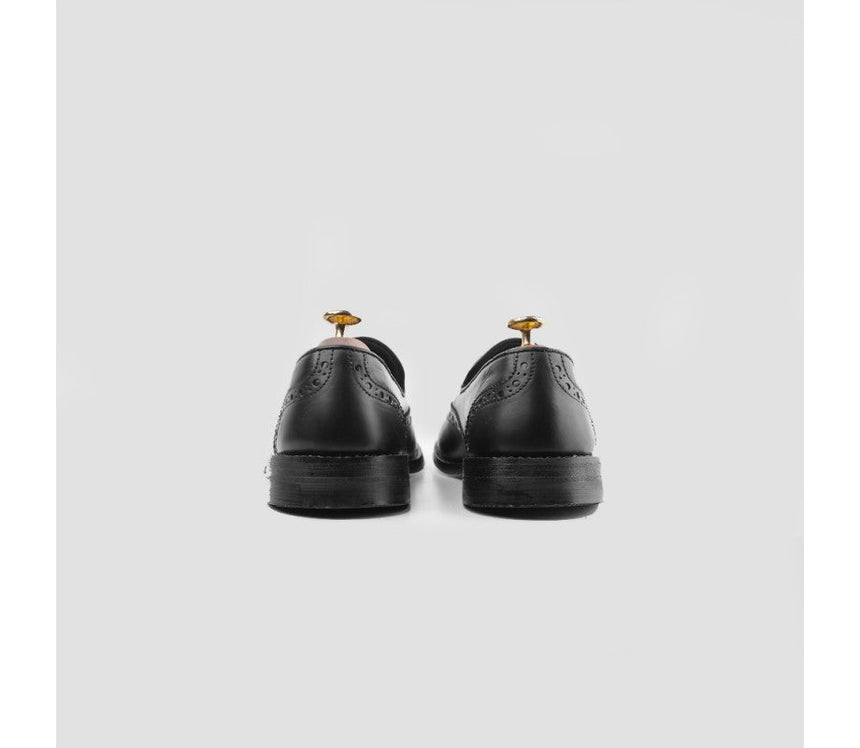 Loafers Wingtip Black Leather - Porteegoods