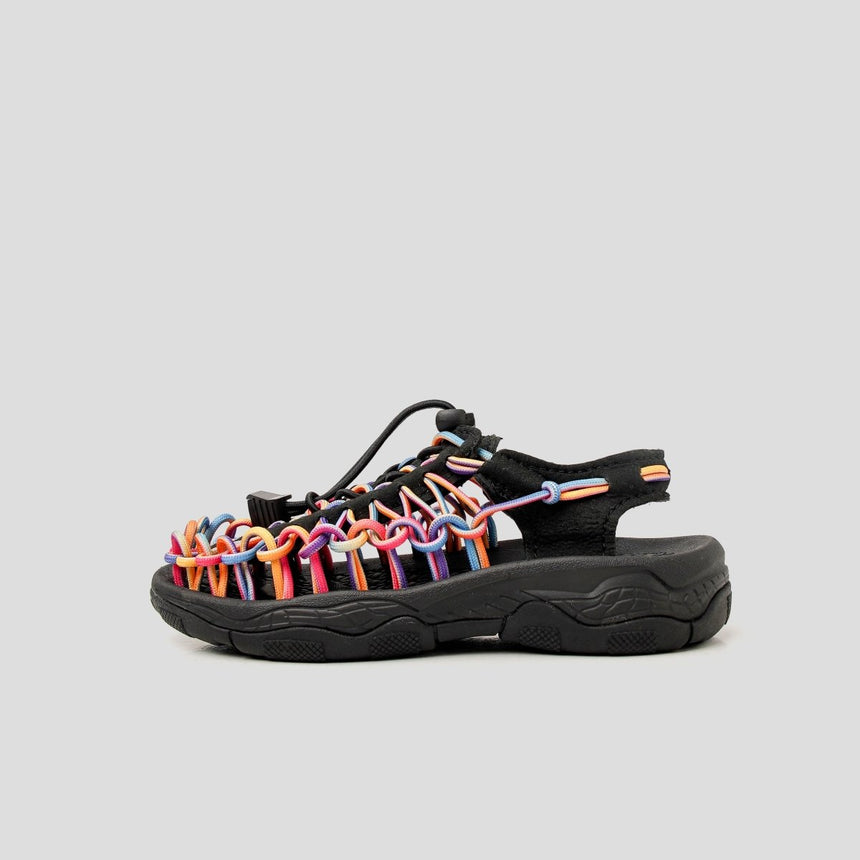 Loom Sandals Rainbow Black for Kids - Porteegoods